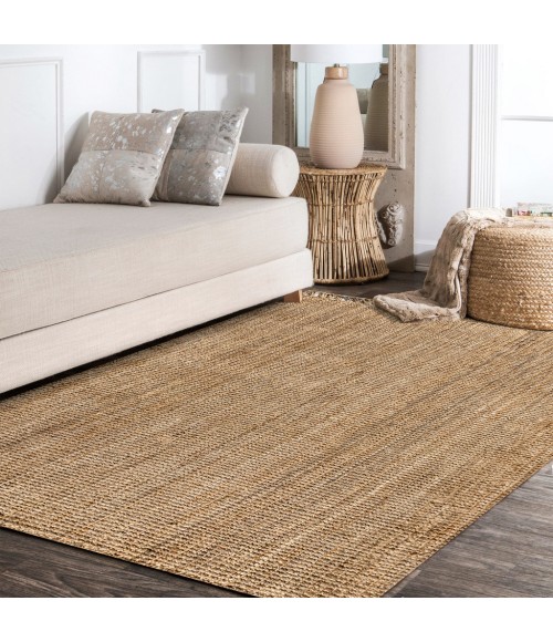 NATURAL FIBER Area Rug Pata Hand Woven Chunky Jute with Fringe Natural 3 ft. x 5 ft. Area Rug