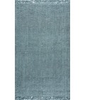 Pata Hand Woven Chunky Jute with Fringe Light Blue/Gray 5 ft. x 8 ft. Area Rug