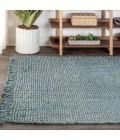 Pata Hand Woven Chunky Jute with Fringe Light Blue/Gray 5 ft. x 8 ft. Area Rug