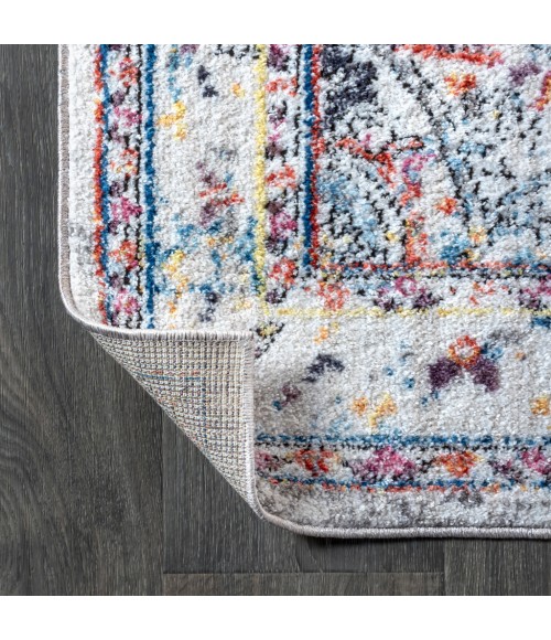 RESTORED VINTAGE Area Rug Maras Vintage Medallion Gray/Red/Turquoise 8 ft. x 10 ft. Area Rug