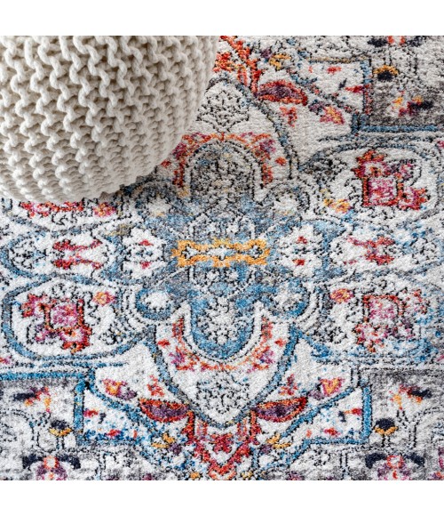 RESTORED VINTAGE Area Rug Maras Vintage Medallion Gray/Red/Turquoise 8 ft. x 10 ft. Area Rug