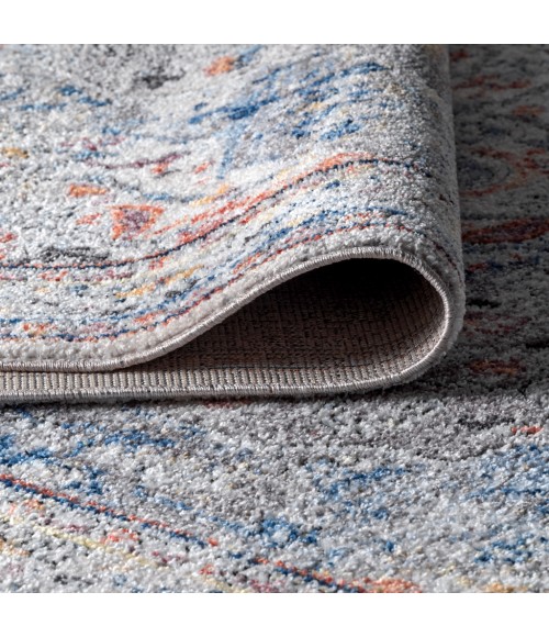 RESTORED VINTAGE Area Rug Maras Vintage Medallion Gray/Red/Turquoise 8 ft. x 10 ft. Area Rug