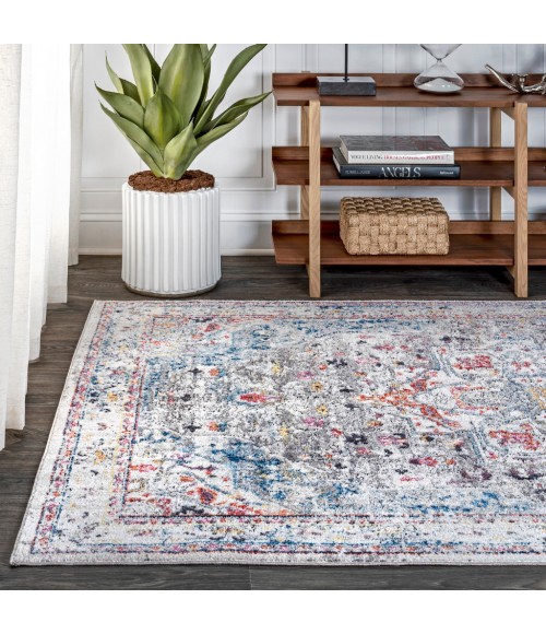 RESTORED VINTAGE Area Rug Maras Vintage Medallion Gray/Red/Turquoise 8 ft. x 10 ft. Area Rug