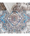 RESTORED VINTAGE Area Rug Kesan Vintage Medallion Turquoise/Grey 8 ft. x 10 ft. Area Rug