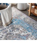 RESTORED VINTAGE Area Rug Kesan Vintage Medallion Turquoise/Grey 8 ft. x 10 ft. Area Rug