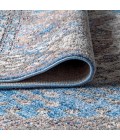 RESTORED VINTAGE Area Rug Kesan Vintage Medallion Turquoise/Grey 8 ft. x 10 ft. Area Rug