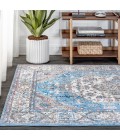 RESTORED VINTAGE Area Rug Kesan Vintage Medallion Turquoise/Grey 8 ft. x 10 ft. Area Rug