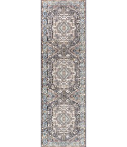 Jonathany Restored Vintage RES106B Charcoal Grey/Ivory Area Rug 2 ft. 3 in. X 8 ft. Runner