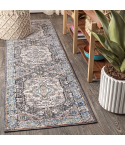 Jonathany Restored Vintage RES106B Charcoal Grey/Ivory Area Rug 2 ft. 3 in. X 8 ft. Runner