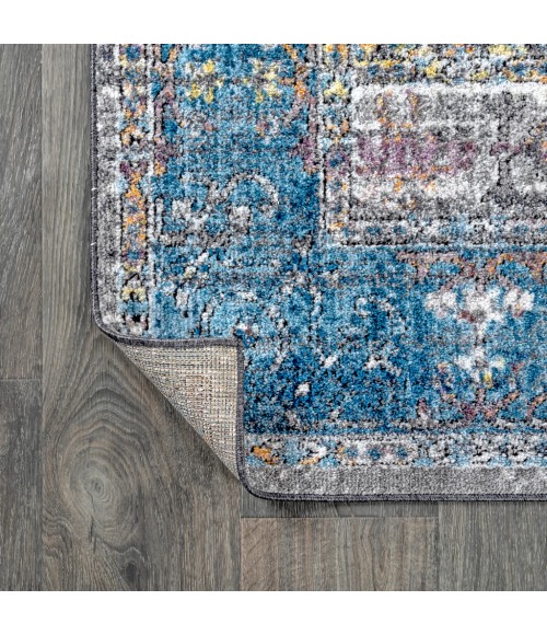 RESTORED VINTAGE Area Rug Anatolia Vintage Medallion Peacock Blue/Gray 8 ft. x 10 ft. Area Rug