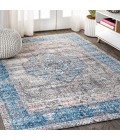 RESTORED VINTAGE Area Rug Anatolia Vintage Medallion Peacock Blue/Gray 8 ft. x 10 ft. Area Rug