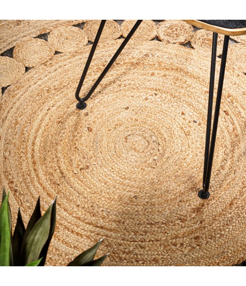 ANSA COLLECTION Area Rug Dahlia Round Natural Jute Boho Circle Natural 3' Round Area Rug