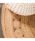 ANSA COLLECTION Area Rug Dahlia Round Natural Jute Boho Circle Natural 3' Round Area Rug