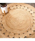 ANSA COLLECTION Area Rug Dahlia Round Natural Jute Boho Circle Natural 3' Round Area Rug