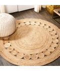 ANSA COLLECTION Area Rug Dahlia Round Natural Jute Boho Circle Natural 3' Round Area Rug