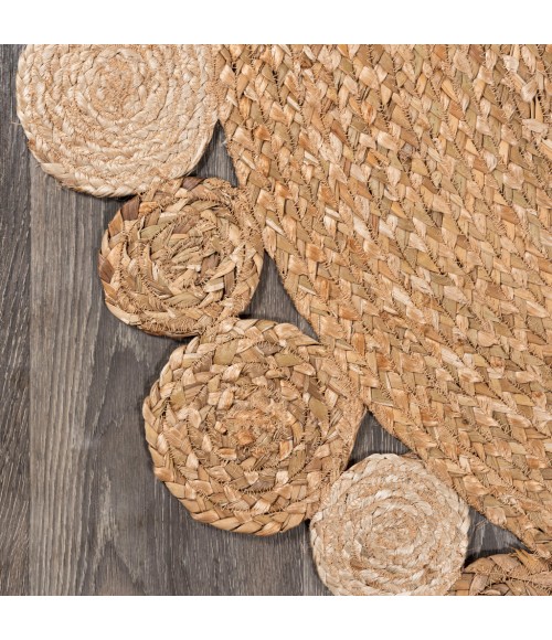 ANSA COLLECTION Area Rug Eden Round Natural Jute hippie Circle Natural 7' Round Area Rug