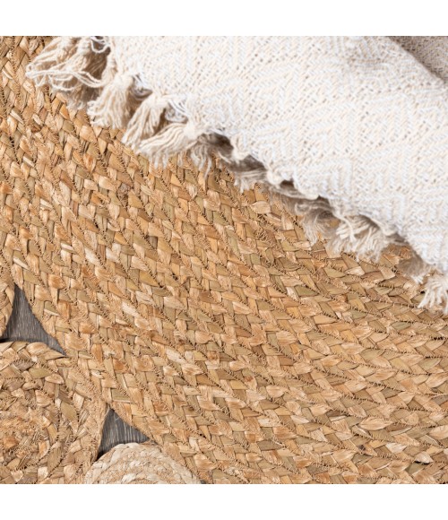 ANSA COLLECTION Area Rug Eden Round Natural Jute hippie Circle Natural 7' Round Area Rug