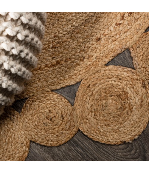 ANSA COLLECTION Area Rug Eden Round Natural Jute hippie Circle Natural 7' Round Area Rug