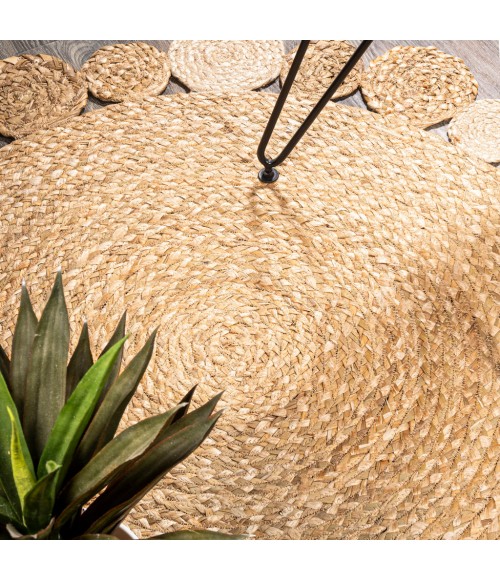 ANSA COLLECTION Area Rug Eden Round Natural Jute hippie Circle Natural 7' Round Area Rug