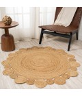 ANSA COLLECTION Area Rug Eden Round Natural Jute hippie Circle Natural 7' Round Area Rug