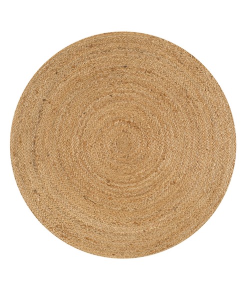 ANSA COLLECTION Area Rug Soleil Round Natural Jute Braided Circle Natural 3' Round Area Rug