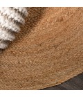 ANSA COLLECTION Area Rug Soleil Round Natural Jute Braided Circle Natural 3' Round Area Rug