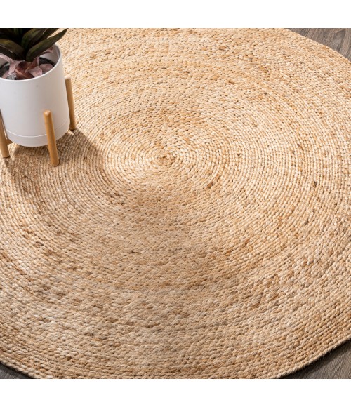 ANSA COLLECTION Area Rug Soleil Round Natural Jute Braided Circle Natural 3' Round Area Rug
