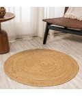 ANSA COLLECTION Area Rug Soleil Round Natural Jute Braided Circle Natural 3' Round Area Rug