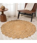 ANSA COLLECTION Area Rug Bodhi Round Natural Jute hippie Circle Natural 3' Round Area Rug