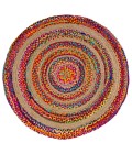 ANSA COLLECTION Area Rug Isla Round Boho Braided Rag & Jute Multi/Natural 7' Round Area Rug