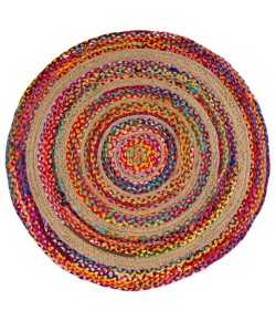 Jonathany Ansa Collection RNF105A Multi/Natural Area Rug 3 ft. X 3 ft. Round