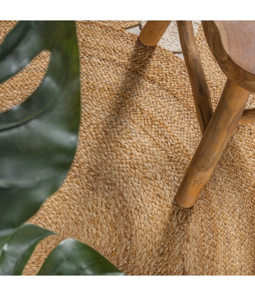 Ayana Two-Tone Jute Hippy Circle Natural/Cream 5' Round Area Rug
