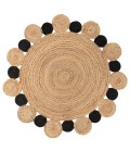 ANSA COLLECTION Area Rug Ayana Two-Tone Jute Hippy Circle Natural/Black 6' Round Area Rug