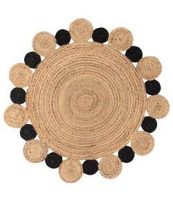 Jonathany Ansa Collection RNF108A Natural/Black Area Rug 5 ft. 1 in. X 5 ft. 1 in. Round