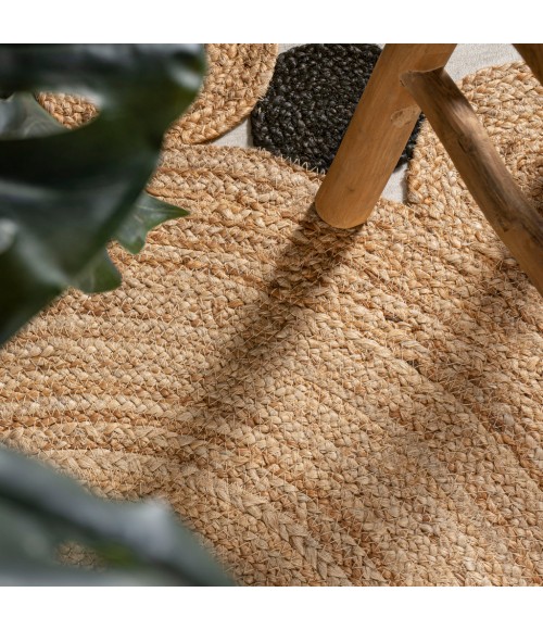 ANSA COLLECTION Area Rug Ayana Two-Tone Jute Hippy Circle Natural/Black 6' Round Area Rug