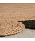 ANSA COLLECTION Area Rug Ayana Two-Tone Jute Hippy Circle Natural/Black 6' Round Area Rug