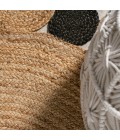 ANSA COLLECTION Area Rug Ayana Two-Tone Jute Hippy Circle Natural/Black 6' Round Area Rug