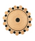 ANSA COLLECTION Area Rug Aurora Two-Tone Jute Hippy Circle Medallion Black/Natural 5' Round Area Rug