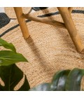 ANSA COLLECTION Area Rug Aurora Two-Tone Jute Hippy Circle Medallion Black/Natural 5' Round Area Rug