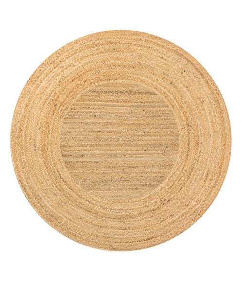 ANSA COLLECTION Area Rug Harmony Boho Jute Circle Natural 5' Round Area Rug