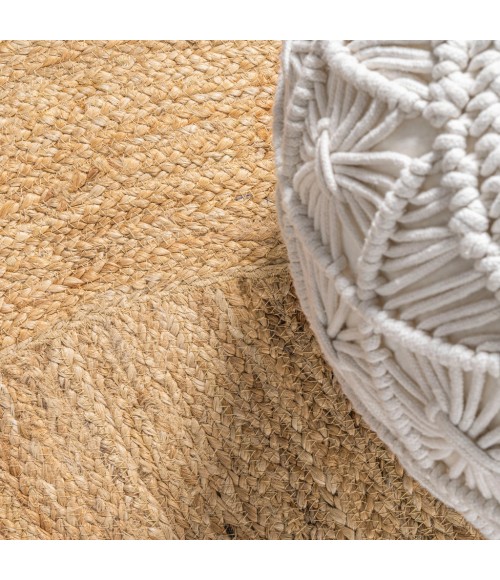 ANSA COLLECTION Area Rug Harmony Boho Jute Circle Natural 5' Round Area Rug