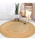 ANSA COLLECTION Area Rug Harmony Boho Jute Circle Natural 5' Round Area Rug