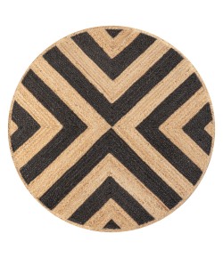 Jonathany Ansa Collection RNF111A Black/Natural Area Rug 5 ft. 1 in. X 5 ft. 1 in. Round