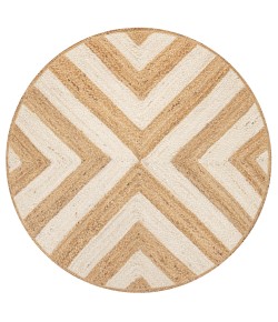 Jonathany Ansa Collection RNF111B Cream/Natural Area Rug 5 ft. 1 in. X 5 ft. 1 in. Round