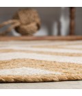 Piper Two-Tone Chevron Round Jute Cream/Natural 5' Round Area Rug