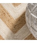 Piper Two-Tone Chevron Round Jute Cream/Natural 5' Round Area Rug