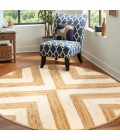 Piper Two-Tone Chevron Round Jute Cream/Natural 5' Round Area Rug