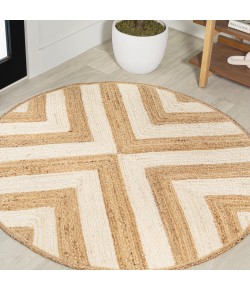 Jonathany Ansa Collection RNF111B Cream/Natural Area Rug 5 ft. 1 in. X 5 ft. 1 in. Round