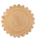 ANSA COLLECTION Area Rug Petal Boho Jute Scalloped Circle Natural 5' Round Area Rug