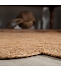 ANSA COLLECTION Area Rug Petal Boho Jute Scalloped Circle Natural 5' Round Area Rug